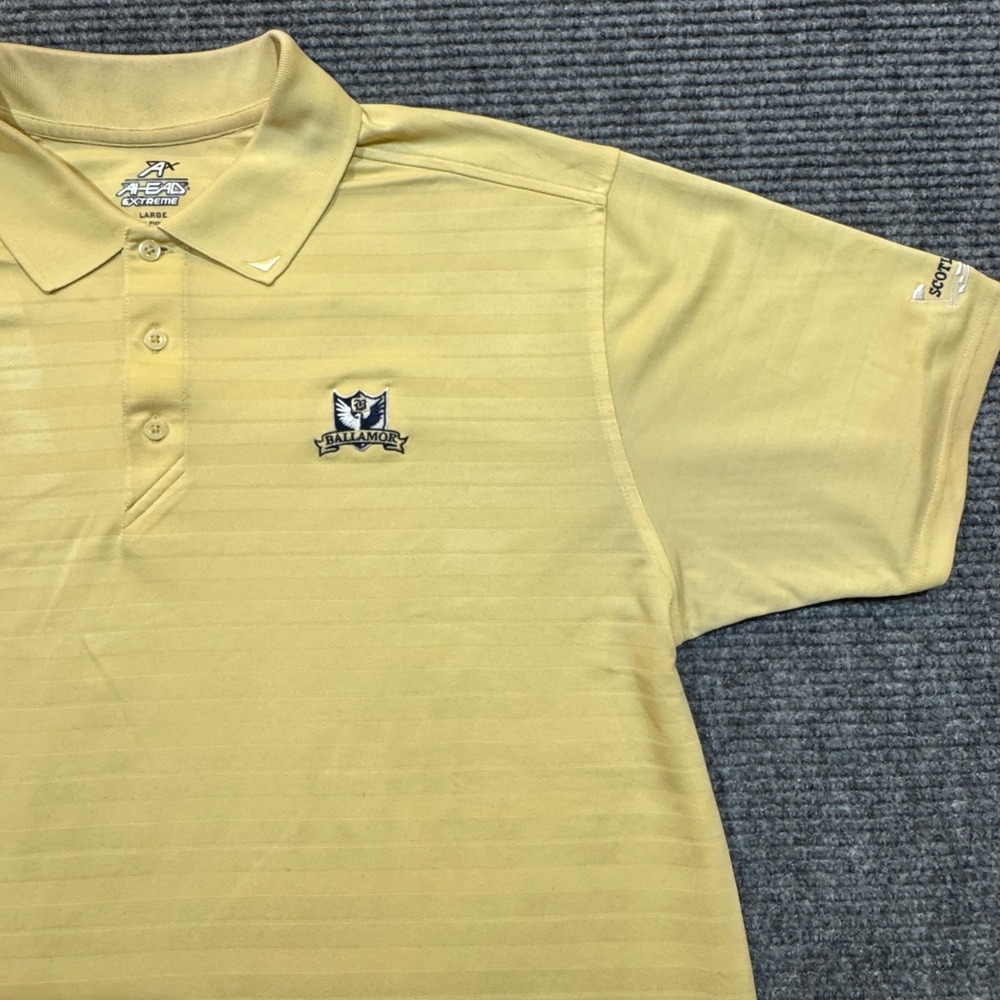 Ballamor Scotland Run Golf Polo Shirt by Ahead Men's Large Yellow Performance